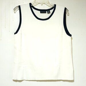 Bridgetown Women Tank Shell White Knit Black Banding
